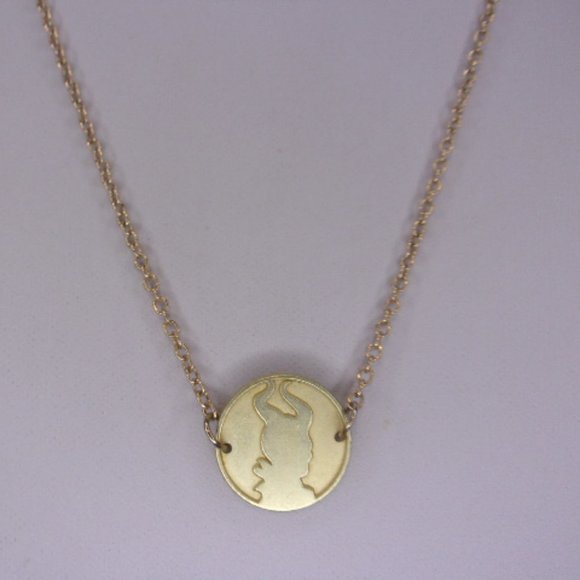 Disney Maleficent Gold Coin Necklace 18" L - Picture 2 of 9